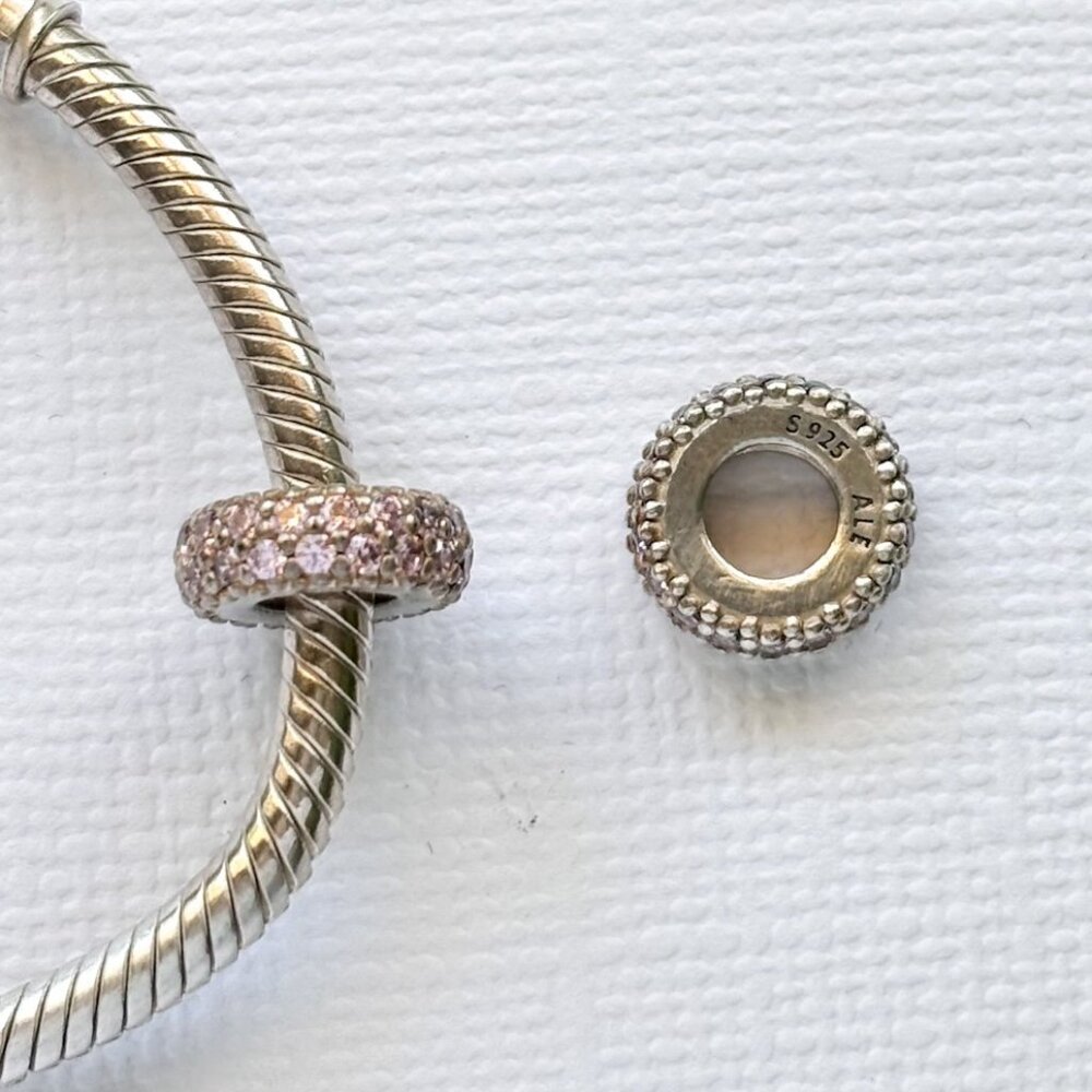 Genuine Pandora Pink Pave Spacer Beads - Set of 2